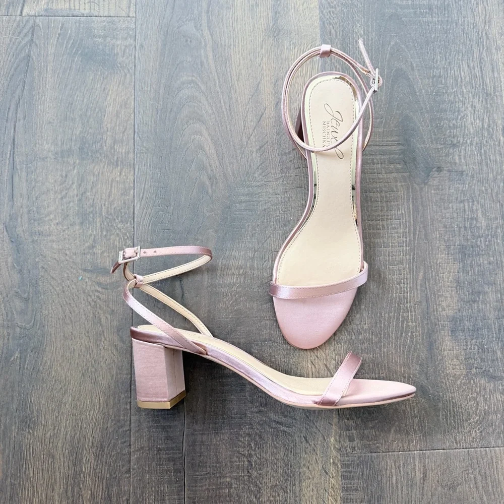 NEW Jewel By Badgley Mischka Danni II Heels | Blush Satin | Size: 8 - Picture 5 of 9